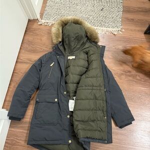 Michael Kors Gray Parka with Olive Interior
